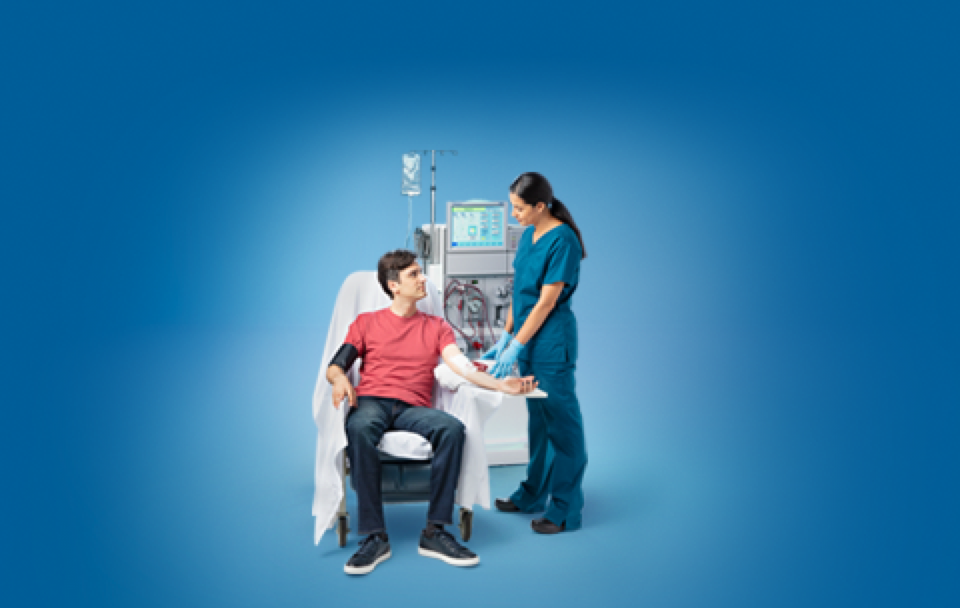 Adult on Dialysis Machine