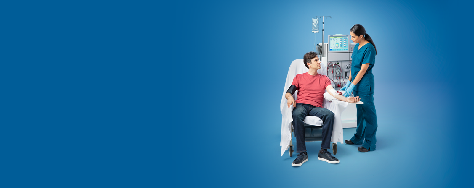 Adult on Dialysis Machine